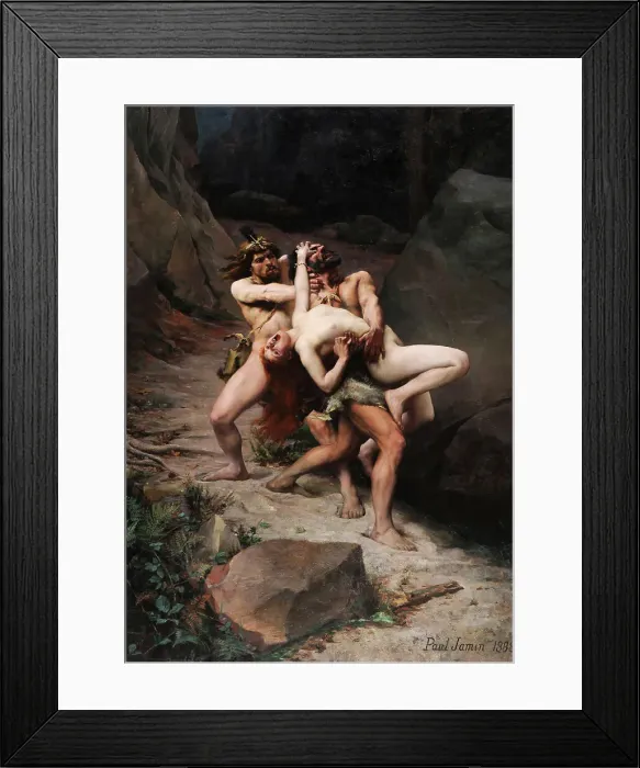 Framed Print : The Rape in the Stone Age, 1888. Creator: Jamin, Paul Joseph (1853-1903) Framed Print : The Rape in the Stone Age, 1888. Creator: Jamin, Paul Joseph (1853-1903)