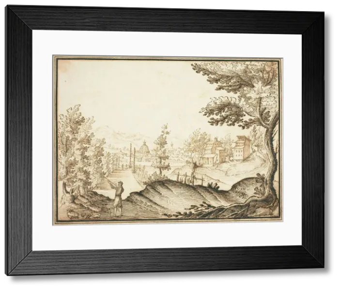 Framed Print : A Landscape with a Domed Building. Creator: Remigio Cantagallina Framed Print : A Landscape with a Domed Building. Creator: Remigio Cantagallina