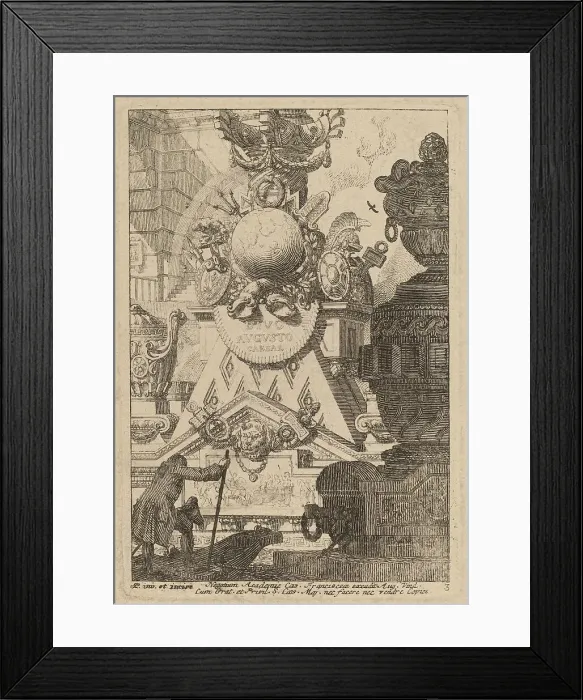 Framed Print : Fantasy of an Antique Trophy to Augustus, 1770 / 1780. Creator: Karl Schutz Framed Print : Fantasy of an Antique Trophy to Augustus, 1770 / 1780. Creator: Karl Schutz