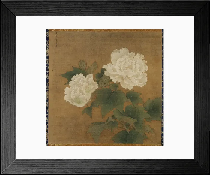 Framed Print : White hibiscuses (Set of two hanging scrolls), 1197. Creator: Li Di (active 12th century)