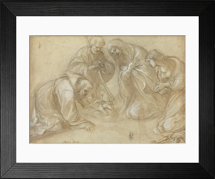 Framed Print : The Nativity with Saints Francis and Agnes, c. 1605. Creator: Lodovico Carracci Framed Print : The Nativity with Saints Francis and Agnes, c. 1605. Creator: Lodovico Carracci