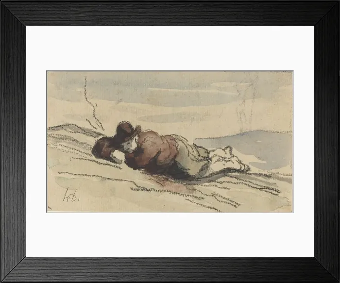 Framed Print : Rest in the Country (Sancho Panza). Creator: Honore Daumier Framed Print : Rest in the Country (Sancho Panza). Creator: Honore Daumier