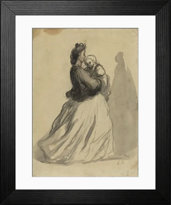 Framed Print : Mother and Baby. Creator: Honore Daumier Framed Print : Mother and Baby. Creator: Honore Daumier