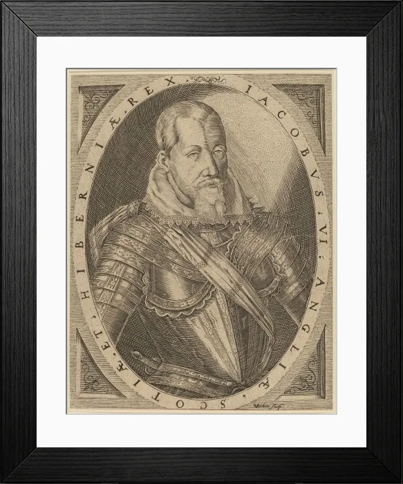 Framed Print : James I, King of Great Britain. Creator: Christoffel van Sichem I Framed Print : James I, King of Great Britain. Creator: Christoffel van Sichem I