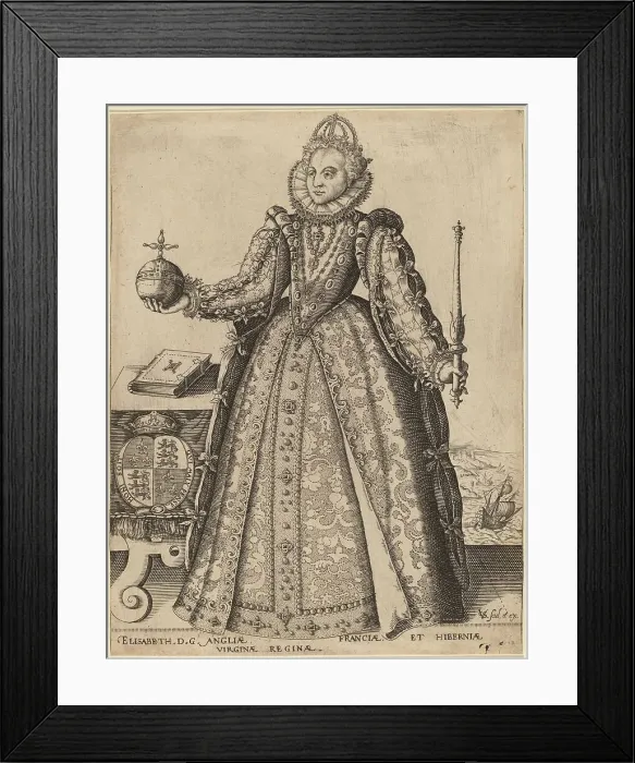 Framed Print : Elizabeth, Queen of Great Britain, published 1601. Creator: Christoffel van Sichem I Framed Print : Elizabeth, Queen of Great Britain, published 1601. Creator: Christoffel van Sichem I