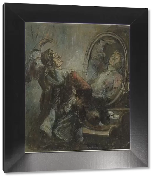 Actor Posing in Front of a Mirror, 1870s?. Creator: Honore Daumier