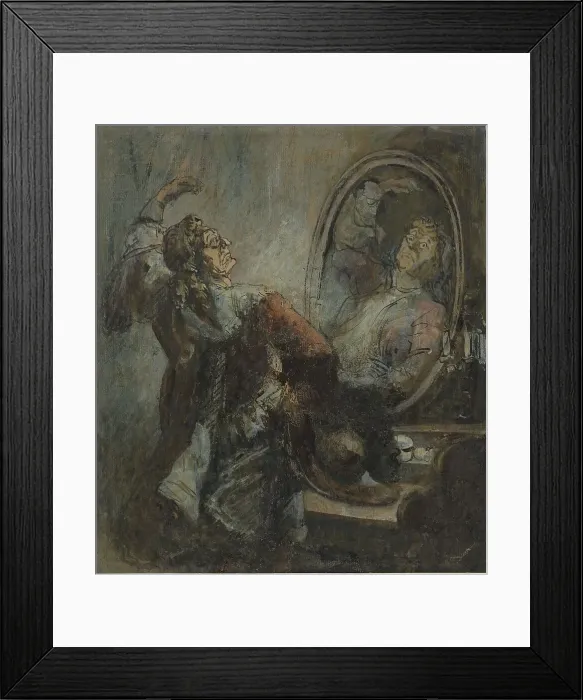 Framed Print : Actor Posing in Front of a Mirror, 1870s?. Creator: Honore Daumier Framed Print : Actor Posing in Front of a Mirror, 1870s?. Creator: Honore Daumier