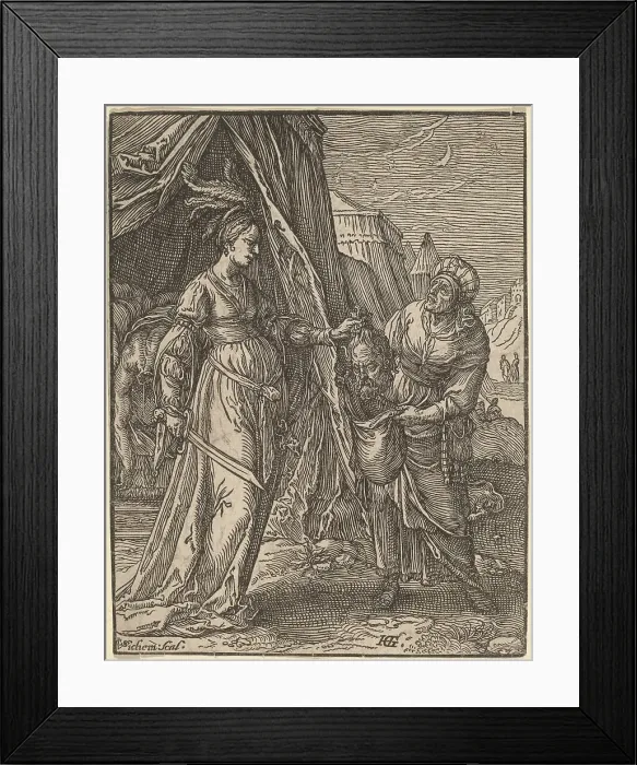 Framed Print : Judith with the Head of Holofernes. Creator: Christoffel van Sichem I Framed Print : Judith with the Head of Holofernes. Creator: Christoffel van Sichem I