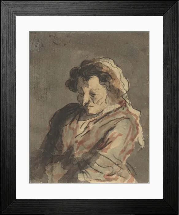 Framed Print : Old Woman Seated. Creator: Honore Daumier Framed Print : Old Woman Seated. Creator: Honore Daumier