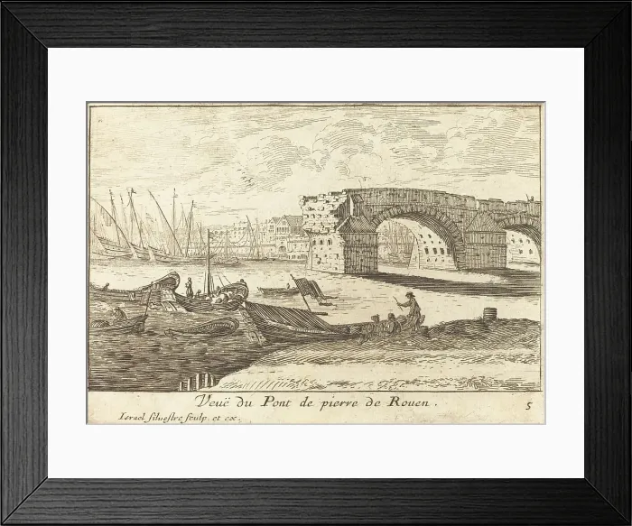 Framed Print : Veue du Pont de pierre de Rouen, 1664. Creator: Israel Silvestre Framed Print : Veue du Pont de pierre de Rouen, 1664. Creator: Israel Silvestre