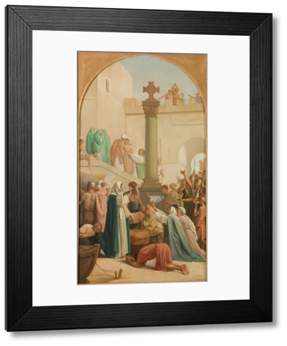 Framed Print : Sketch for the church of Saint-Sulpice : St Genevieve distributing bread...between 1860 and 1864. Creator: Louis Charles Timbal Framed Print : Sketch for the church of Saint-Sulpice : St Genevieve distributing bread...between 1860 and 1864. Creator: Louis Charles Timbal
