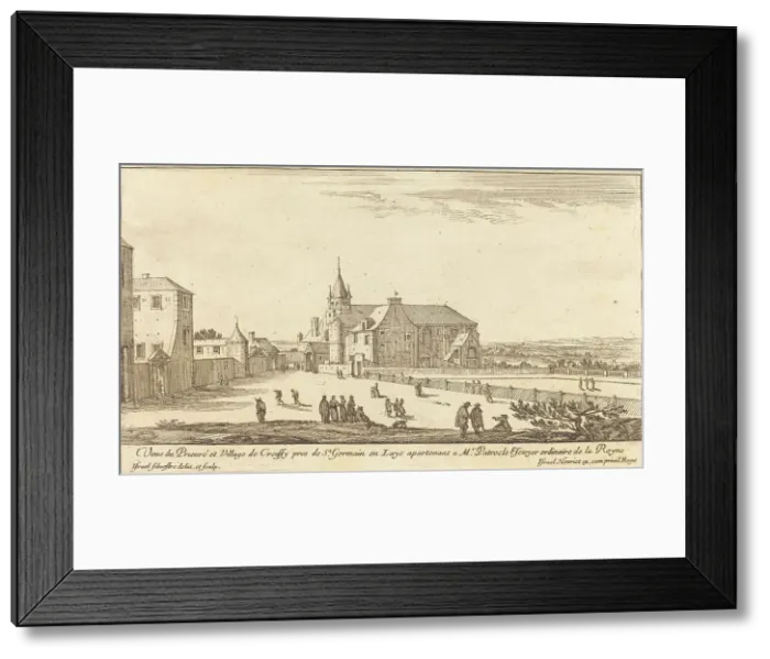 Framed Print : Veue de Prieure et Village de Croissy, 1650. Creator: Israel Silvestre Framed Print : Veue de Prieure et Village de Croissy, 1650. Creator: Israel Silvestre