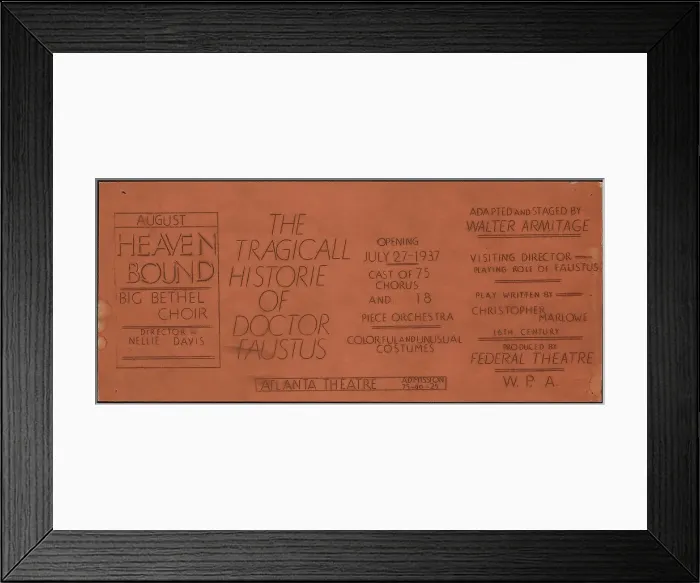 Framed Print : The Tragicall Historie of Doctor Faustus, Atlanta, 1937. Creator: Unknown Framed Print : The Tragicall Historie of Doctor Faustus, Atlanta, 1937. Creator: Unknown