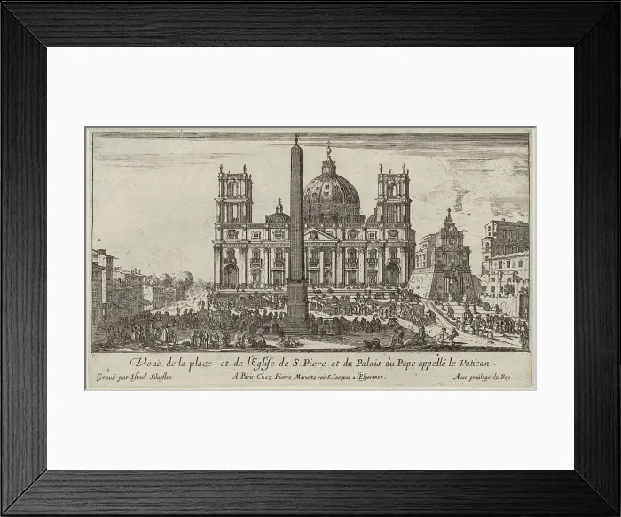 Framed Print : Veuë de la place et de l'Eglise de S. Piere et du Palais du Pape appellé le Vatican, 1640-1660. Creator: Israel Silvestre Framed Print : Veuë de la place et de l'Eglise de S. Piere et du Palais du Pape appellé le Vatican, 1640-1660. Creator: Israel Silvestre