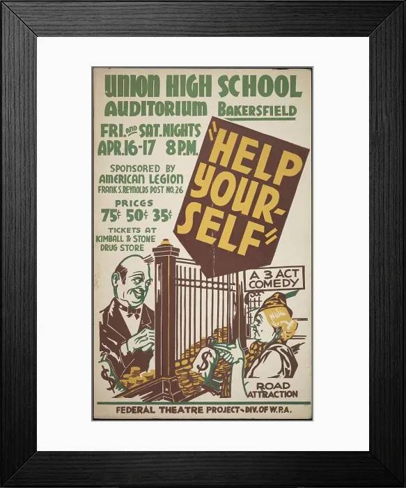 Framed Print : Help Yourself, Bakersfield, [193-]. Creator: Unknown