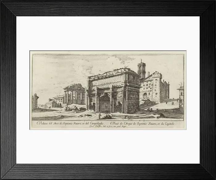 Framed Print : Veduta del Arco di Septimio Severo, et del Campidoglio, 1640-1660. Creator: Israel Silvestre