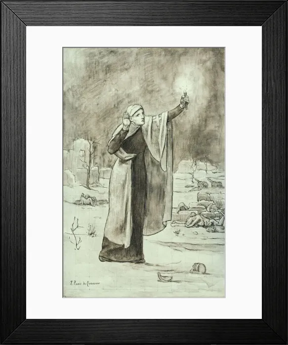 Framed Print : La Croix Rouge, c.1870. Creator: Pierre Puvis de Chavannes Framed Print : La Croix Rouge, c.1870. Creator: Pierre Puvis de Chavannes