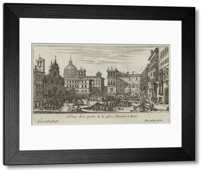 Framed Print : Veuë d'une partie de la place Navonne a Rome, 1640-1660. Creator: Israel Silvestre Framed Print : Veuë d'une partie de la place Navonne a Rome, 1640-1660. Creator: Israel Silvestre