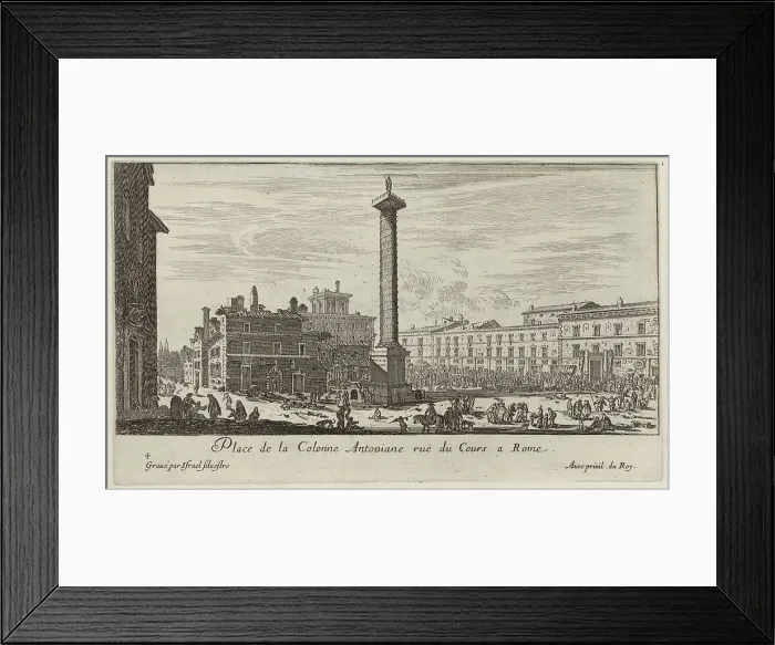 Framed Print : Place de la Colonne Antoniane ruë du Cours a Rome, 1640-1660. Creator: Israel Silvestre Framed Print : Place de la Colonne Antoniane ruë du Cours a Rome, 1640-1660. Creator: Israel Silvestre