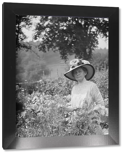 Tarbell, Ida, Miss, in her garden, 1912 or 1913. Creator: Arnold Genthe