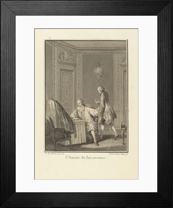 Framed Print : L'amant de lui-mesme, 1778. Creator: Jean Baptiste Blaise Simonet Framed Print : L'amant de lui-mesme, 1778. Creator: Jean Baptiste Blaise Simonet