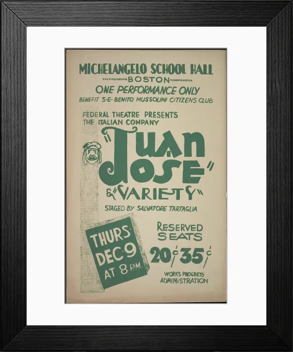 Framed Print : Juan Jose, Boston, 1937. Creator: Unknown Framed Print : Juan Jose, Boston, 1937. Creator: Unknown