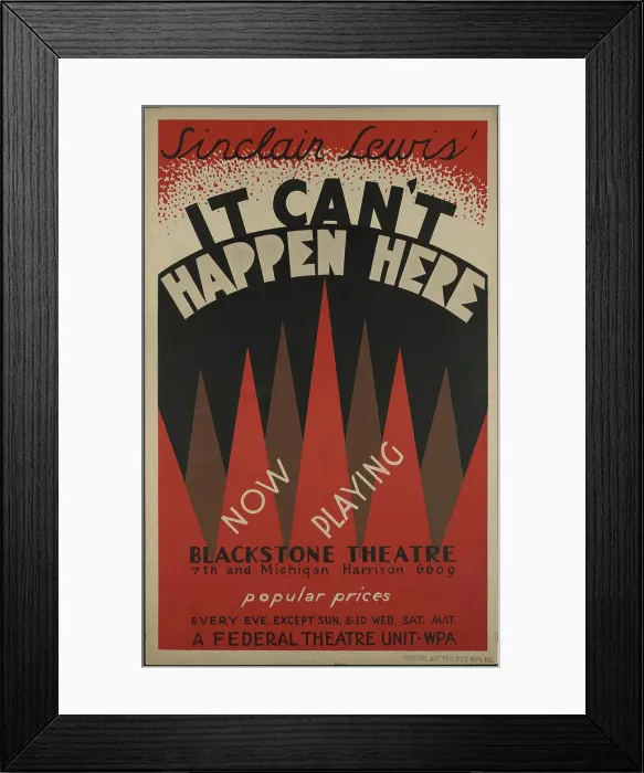 Framed Print : It Can't Happen Here, Chicago, 1936. Creator: Unknown Framed Print : It Can't Happen Here, Chicago, 1936. Creator: Unknown