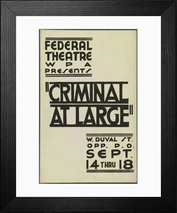 Framed Print : Criminal at Large, Jacksonville, FL, 1937. Creator: Unknown Framed Print : Criminal at Large, Jacksonville, FL, 1937. Creator: Unknown