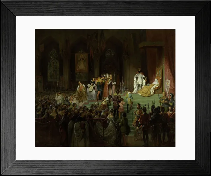 Framed Print : Hommages publics rendus dans l'église Sainte Claire de Coïmbra, aux restes d'Ines... 1828. Creator: Gillot Saint-Evre Framed Print : Hommages publics rendus dans l'église Sainte Claire de Coïmbra, aux restes d'Ines... 1828. Creator: Gillot Saint-Evre