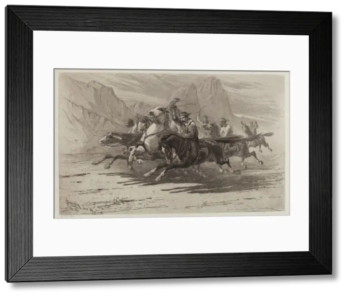 Framed Print : Rough Sport in the Yosemite, 1886. Creator: James David Smillie Framed Print : Rough Sport in the Yosemite, 1886. Creator: James David Smillie