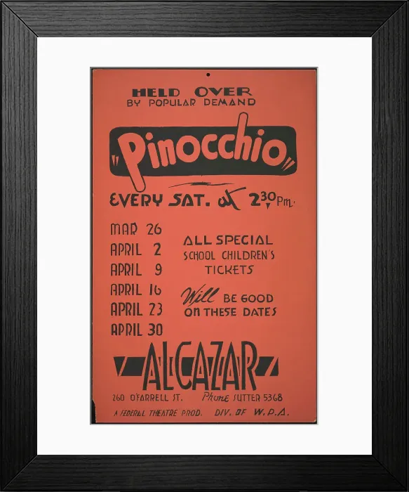 Framed Print : Pinocchio, San Francisco, 1939. Creator: Unknown Framed Print : Pinocchio, San Francisco, 1939. Creator: Unknown