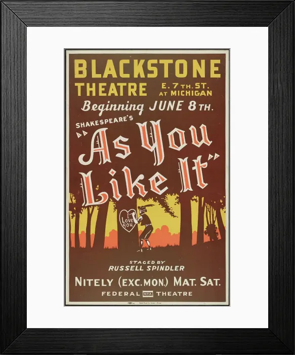Framed Print : As You Like It, Chicago, 1939. Creator: Unknown Framed Print : As You Like It, Chicago, 1939. Creator: Unknown