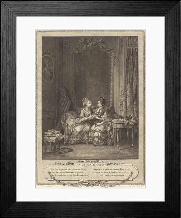 Framed Print : Les confidences, 1774. Creator: Charles Louis Lingée Framed Print : Les confidences, 1774. Creator: Charles Louis Lingée