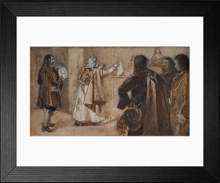 Framed Print : Lévêque de Drontheimhus apporte la preuve de l'innocence de Christian Ordener, c.1889. Creator: Guillaume Albert Demarest Framed Print : Lévêque de Drontheimhus apporte la preuve de l'innocence de Christian Ordener, c.1889. Creator: Guillaume Albert Demarest