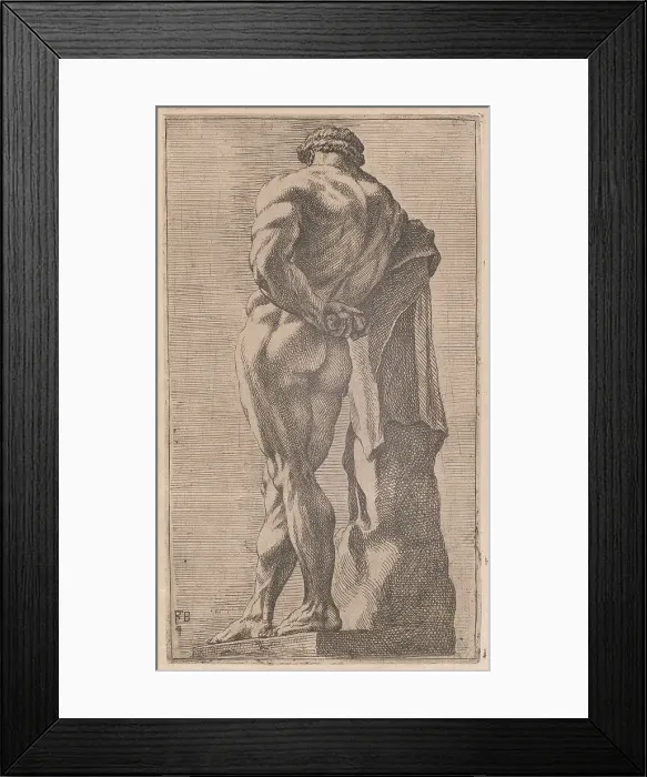 Framed Print : The Farnese Hercules, seen from behind [plate 4], 1638. Creator: François Perrier