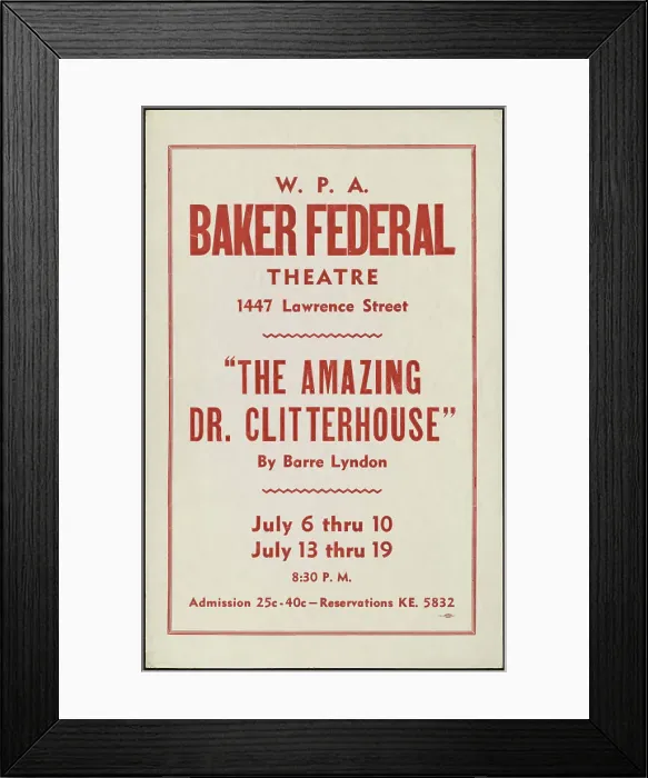 Framed Print : The Amazing Dr. Clitterhouse, Denver, 1938. Creator: Unknown Framed Print : The Amazing Dr. Clitterhouse, Denver, 1938. Creator: Unknown