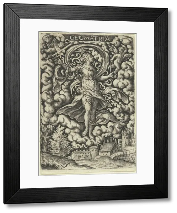 Framed Print : Geometria (Geometry). Creator: Virgil Solis Framed Print : Geometria (Geometry). Creator: Virgil Solis