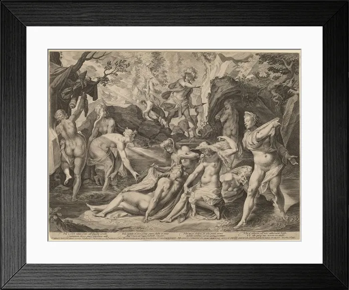 Framed Print : Diana Surprised by Actaeon. Creator: Aegidius Sadeler II Framed Print : Diana Surprised by Actaeon. Creator: Aegidius Sadeler II