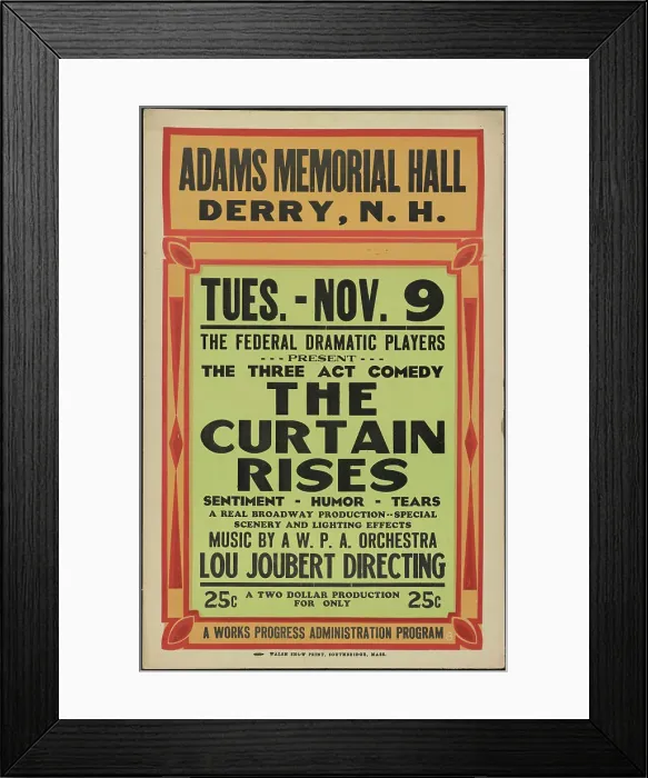 Framed Print : The Curtain Rises, Derry, NH, [193-]. Creator: Unknown