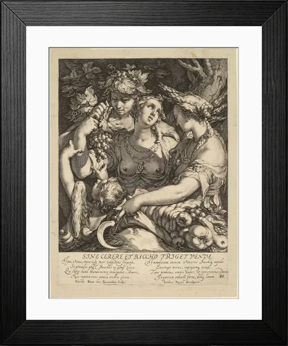 Framed Print : Sine Cerere et Baccho Friget Venus, c. 1600. Creator: Jan Saenredam Framed Print : Sine Cerere et Baccho Friget Venus, c. 1600. Creator: Jan Saenredam