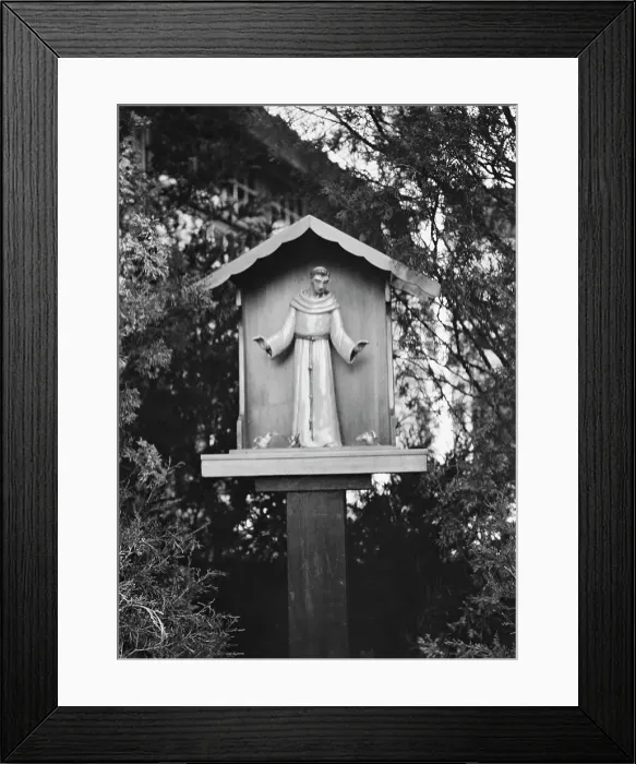 Framed Print : St. Francis statue in garden of Mrs. J.C. Brady, 1931 July 14. Creator: Arnold Genthe Framed Print : St. Francis statue in garden of Mrs. J.C. Brady, 1931 July 14. Creator: Arnold Genthe