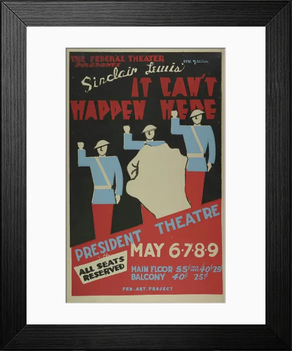 Framed Print : It Can't Happen Here, Des Moines, IA, 1937. Creator: Unknown Framed Print : It Can't Happen Here, Des Moines, IA, 1937. Creator: Unknown