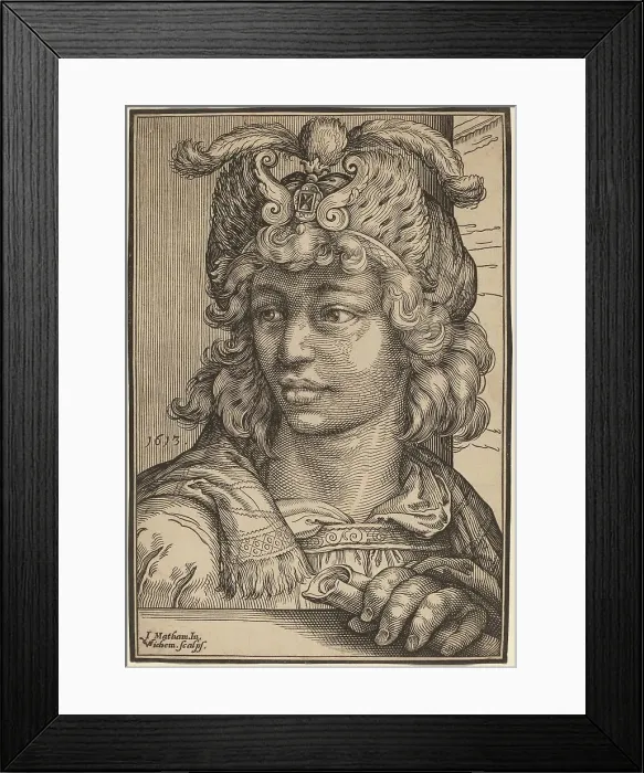 Framed Print : Bust of a Young Man, 1613. Creator: Christoffel van Sichem I Framed Print : Bust of a Young Man, 1613. Creator: Christoffel van Sichem I