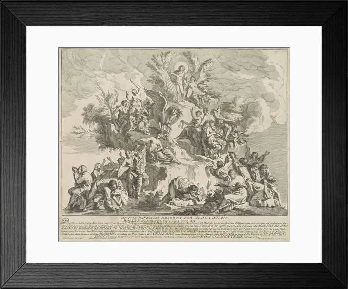 Framed Print : The Prima Macchina for the Chinea of 1739: Mount Parnassus with Apollo, the Muses, and pegasus. Creator: M Sorello Framed Print : The Prima Macchina for the Chinea of 1739: Mount Parnassus with Apollo, the Muses, and pegasus. Creator: M Sorello