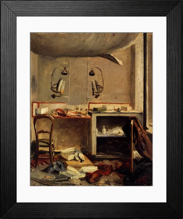 Framed Print : Une loge d'artiste à l'Opéra-Comique, après l'incendie du 15 mai 1887, place Boieldieu, 2ème.. Creator: Henri-Martin Vos Framed Print : Une loge d'artiste à l'Opéra-Comique, après l'incendie du 15 mai 1887, place Boieldieu, 2ème.. Creator: Henri-Martin Vos