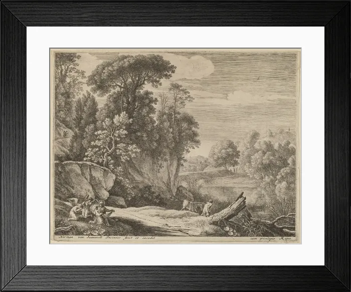 Framed Print : The Donkey Led to the River. Creator: Herman van Swanevelt Framed Print : The Donkey Led to the River. Creator: Herman van Swanevelt