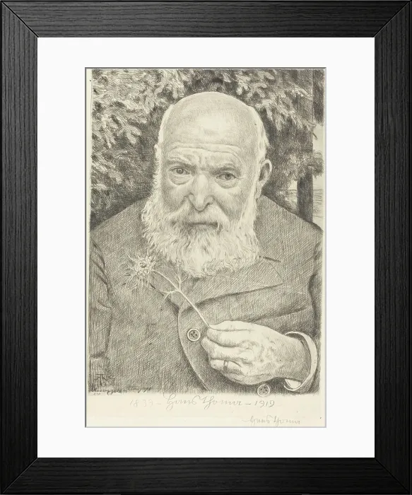 Framed Print : Self-Portrait VI with Flower, 1909. Creator: Hans Thoma Framed Print : Self-Portrait VI with Flower, 1909. Creator: Hans Thoma