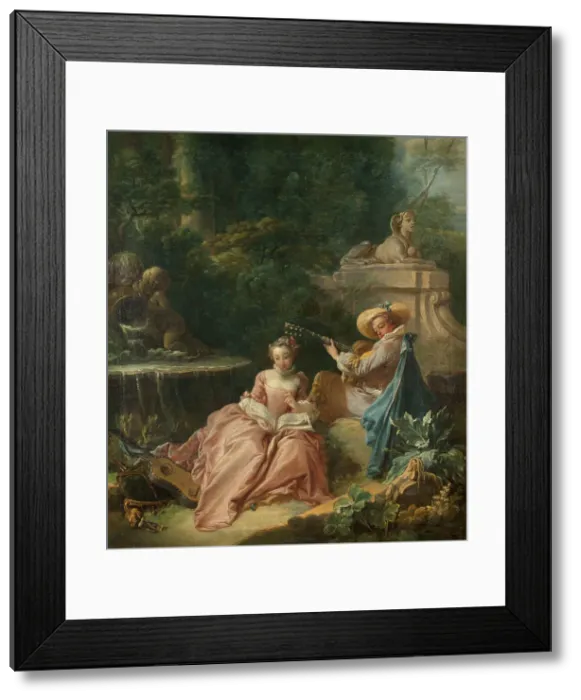 Framed Print : La Leçon de musique, 18th century. Creator: Francois Boucher Framed Print : La Leçon de musique, 18th century. Creator: Francois Boucher