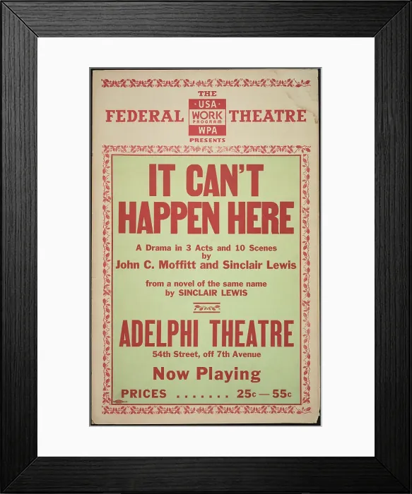 Framed Print : It Can't Happen Here, New York, 1936. Creator: Unknown Framed Print : It Can't Happen Here, New York, 1936. Creator: Unknown