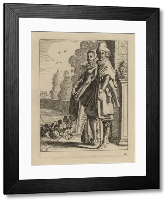 Framed Print : Two Figures in Costume. Creator: Jan van de Velde II Framed Print : Two Figures in Costume. Creator: Jan van de Velde II